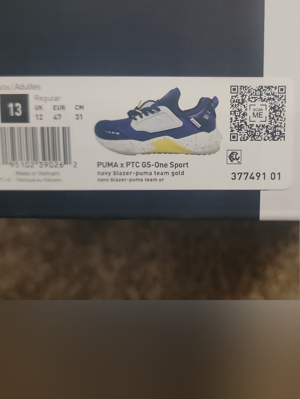 Puma Adult Navy/White And Gold Golf Shoes Brand New